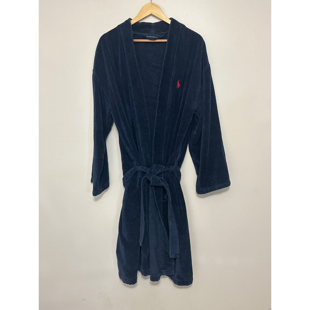 Polo Ralph Lauren Velour Cotton Robe Mens S/M Embroidered Pony Logo Loungewear